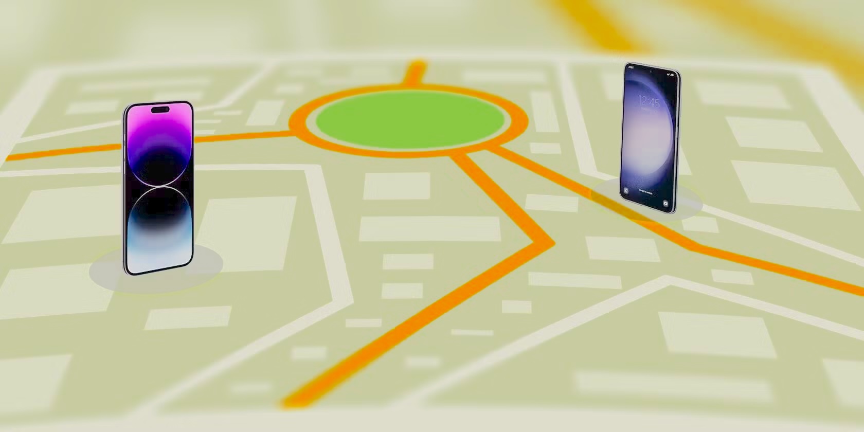 A split screen showing different manufacturer tracking interfaces, highlighting the diversity of built-in Android location tools.