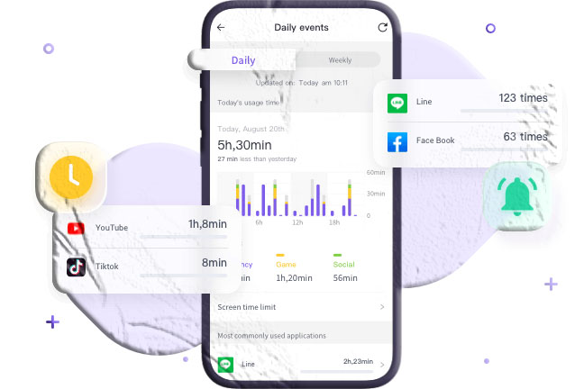 child using a tablet with parental screen time limits applied