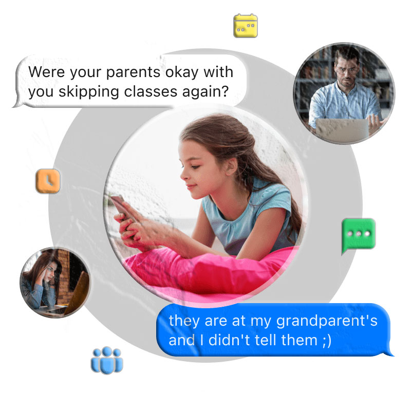 Parent reviewing child’s text messages on a smartphone